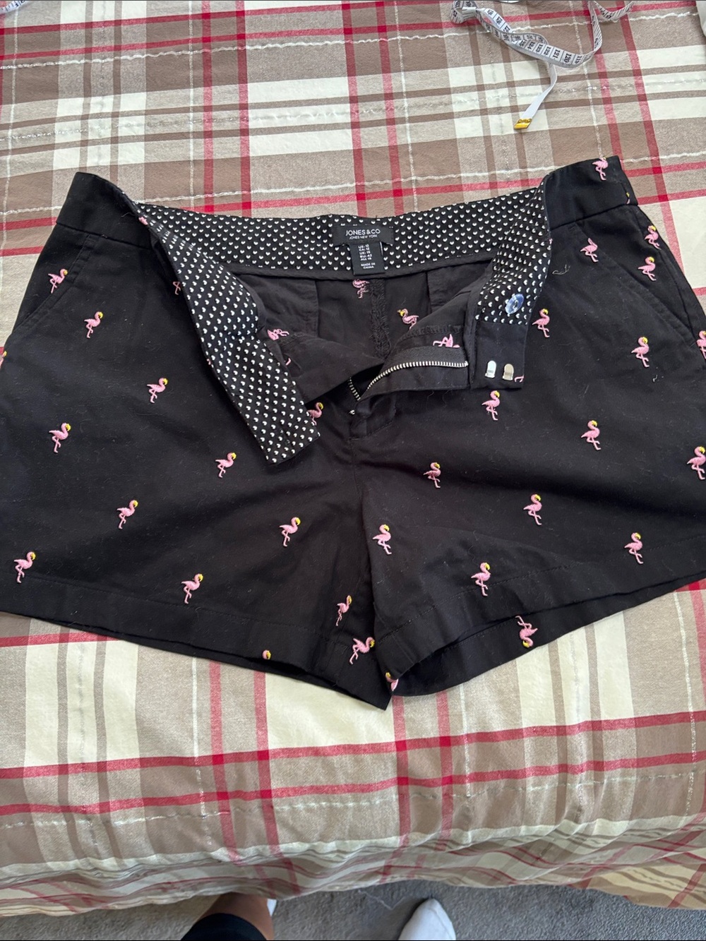 Black Flamingo Embroidered Women's Shorts
